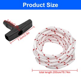LICQIC 2 Meters 35 mm Recoil Starter Rope Pull Cord, Rotavator Pull Cord, Lawn Mower Pull Cord With 1 Black Recoil Starter Handle for Chainsaw Lawn Mower Trimmer