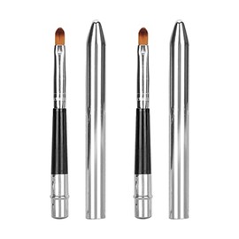 Sonew 2 Brochas Retráctiles para Labios, Diseño de Sellado, Brocha para Brillo de Labios de Viaje, Brocha para Lápiz Labial de Tubo de Aluminio de una Sola Cabeza, Aplicadores de Herramientas para Brochas D