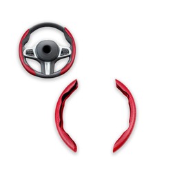 Steering Wheel Cover, Car Carbon Fiber Anti-Skid Steering Wheel Cover, Segmented Steering Wheel Protector Car Interior Accessories Suitable for Most Cars (Red)