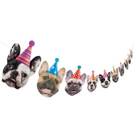 Hooqict Dog Birthday Banner Puppy Themed Party Decorations for Backdrop Funny French Bulldog Garland Dog Party Banner Happy Birthday Sign for Boys Girls Kids 1st 2nd 3rd