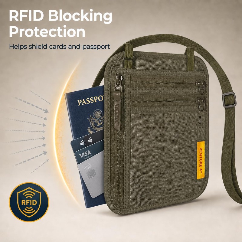 VENTURE 4TH Portadocumentos de Cuello Cartera de Viaje con Tecnología