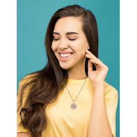 Supcare Women's Tree of Life Necklace, 925 Sterling Silver Birthstone Necklace, Tree of Life Pendant, Birthday Silver Chain, Chain Pendant, Fashion Jewellery, Accessory for Women and Girls, Sterling