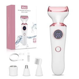 Maquinilla de afeitar eléctrica para mujer, recortadora de bikini 4 en 1 y afeitadora corporal para cara, piernas, axilas, vello púbico, depilación re