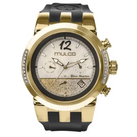 MULCO Watches for Women - Blue Marine Infinity, Stainless Steel Case with Wrist Silicone Band, Quartz Multifunctional Movement Large Face Analog Display, Crystal Stones,100m-Waterproof