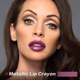 FOCALLURE Ultra Chic Metallic Lipstick,Rich Vitamin E Lip Crayon,Lightweight Shinning Color without Drying or Fading,Long Lasting Lips Makeup,#23 Pansy Purple