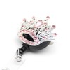 Crystal Rhinestone Crown Retractable ID Badge Name Card Holder Reel
