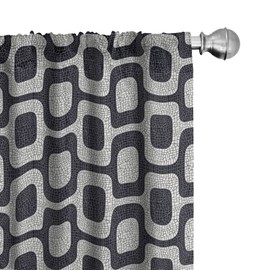 Ambesonne - Cortinas abstractas para ventana, diseño moderno de pavimento de color blanco y negro, mosaico de aspecto fractal, decoración ligera, juego de 2 paneles con bolsillo para barra, par de 28 x 84 pulgadas, gris blanco