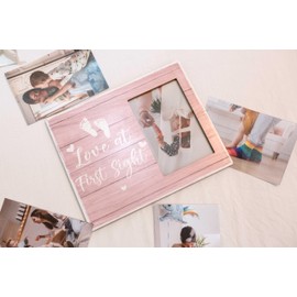 Orchroma Baby Picture Frames,Baby Girl 8x10 Picture Frame,Baby Girl Nursery Decor,Love at First Sight Photo Frame,Gender Reveal Gifts,New Father Mom to be Gifts (pink)