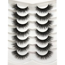 Pooplunch Pestañas Postizas Ojo De Gato Wispy Pestañas De Visón Sintético Paquete De Pestañas Falsas Naturales Cortas Mullidas 7 Pares Multipack 7 unidades (paquete de 1) Negro