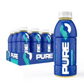 Pure Fuel Hydration Drinks Tropical Torrent - Plant-Based Healthy Electrolyte Drinks with B-Vitamins - No Added Sugar - 12 Pack x 16.9 fl oz Bottles