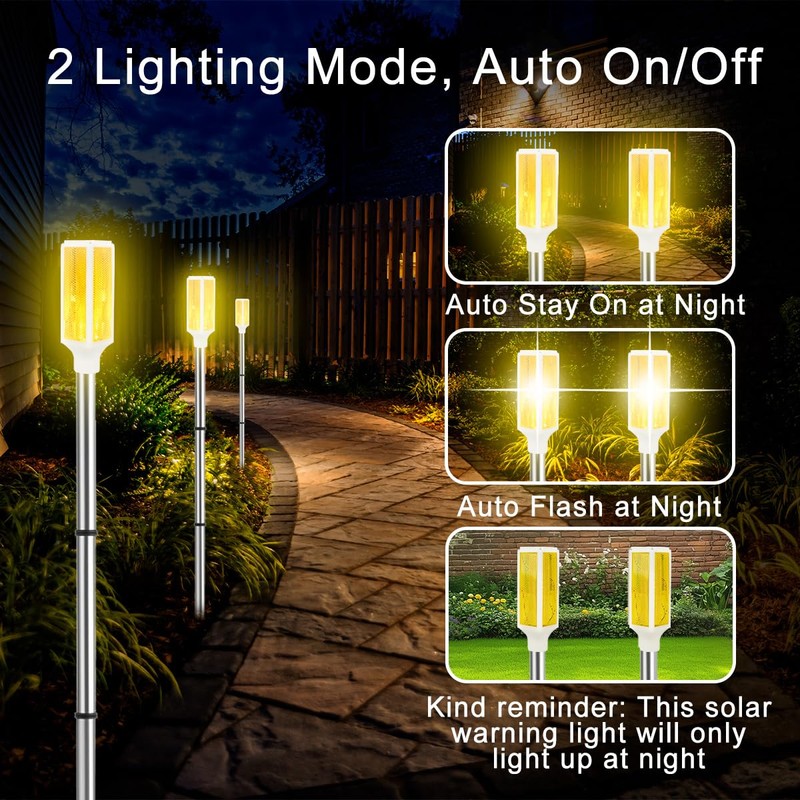 Aolyty Solar Lights Outdoor, Waterproof Driveway Markers Reflective, Warning Flash