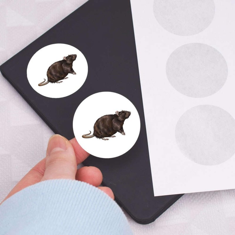 24 x 40mm Round 'Brown Rat' Stickers (SK00049953)