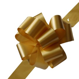 Golden Ribbon Pull Bows 50mm Large Gift Wrap Bows Florist Pull Bows Ribbon for Gift Wrapping Flower Arrangements Gift Baskets Hamper Wedding Cars Party Decorations 5 Pieces