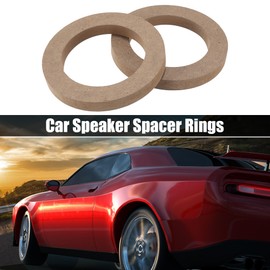 X AUTOHAUX 4 Pcs 4" Universal Wooden Khaki Car Speaker Subwoofer Spacer Rings