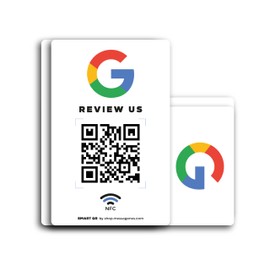 MESSAGENES PVC Card Review on Google QR Code and NFC | Google Rating Stand | Pack of 5 Units | Signs Rating NFC and QR Code | Google Review Card NFC | Google Rating Stand
