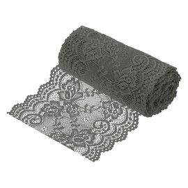 MECCANIXITY 6 Inch Wide 5 Yard Lace Ribbon Floral Pattern Dark Gray Lace Trim Ribbon for Sewing Making, and DIY Crafts, Gift Wrapping, Bouquets, Wedding Decor