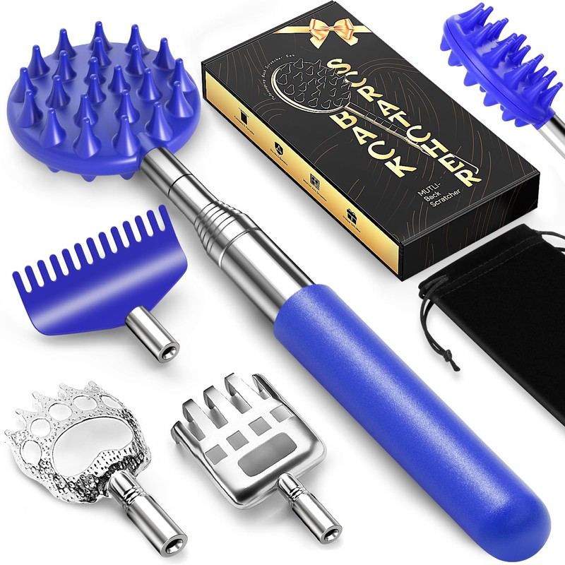 TUKUOS Telescoping Back Scratcher with 5 Detachable Scratching Heads, Valentines