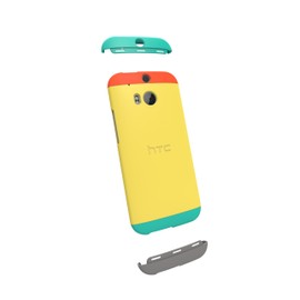 HTC Double Dip Case One (M8) - Embalaje al por Menor - Naranja/Amarillo Vibrante/Verde Azulado