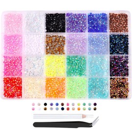 ND-0345-R10-C 24 Types Nail Stones, Rhinestones, 24 Colors, Large Capacity Set, Nail Deco Parts, Craft Parts, DIY (C)