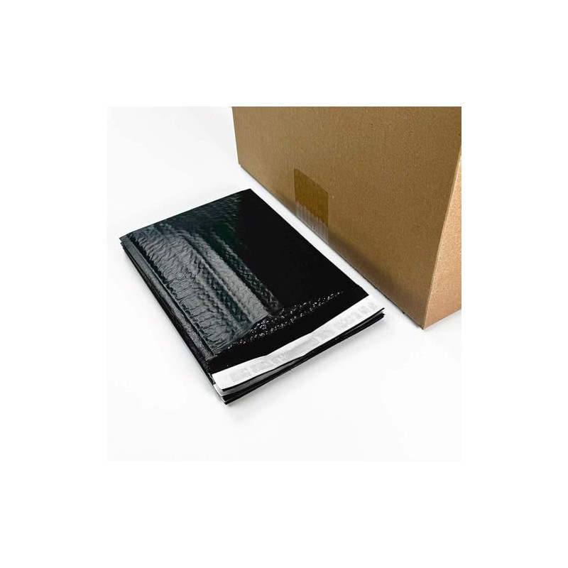#0 6"x10" Deep Black Poly Air Bubble Mailers Peel and