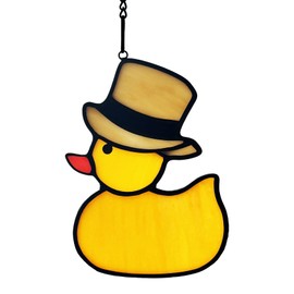 Lcensp Stained Glass Funny Jeep Ducks Decor Suncatcher Ornament, Unique Handcrafted Cute Yellow Jeep Ducks for Ducking Window Hanging Sun Catcher, Gift Ideas for Women.