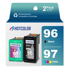 HOTCOLOR 96 and 97 Ink Cartridge Replacement for hp Ink 96 97 for hp 96 Ink cartrisge Black for hp Deskjet 6940 Ink Cartridge 6980 6988 Printer (1 Black 1 Tri-Color)