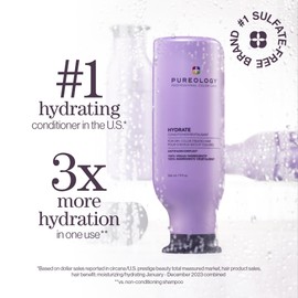 Pureology Pureology Hydrate Moisturizing Conditioner | Softens and Deeply Hydrates Dry Hair | For Medium to Thick Color Treated or Natural Hair | Sulfate Free Conditioner | Vegan