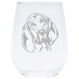 Bloodhound (B2) themed dog stemless wine glass, 17 oz.