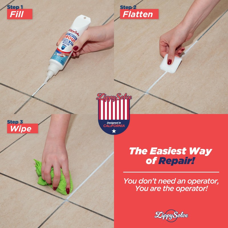 ZippySolve Tile Grout, Repair Kit, Restore & Renew Tile Joints