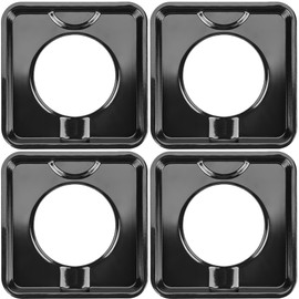 Square Drip Pan 7.75" Heavy Duty Gas Burner SGP-400 Square Gas Range Drip Pans Black Porcelain Drip Pans Replacement for WP786333, AP6011553, PS11744751-4 Pack, Black