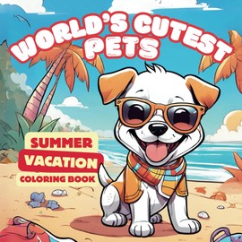 World's Cutest Pets Summer Vacation Coloring Book: Over 50 Adorable Animal Illustrations for Adults, Teens and Children to Spark Relaxation and Creativity