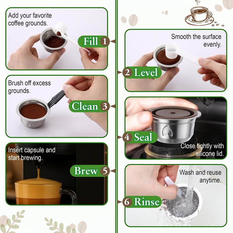 Reusable Coffee Pods Kit, 230ml Stainless Steel Coffee Capsule