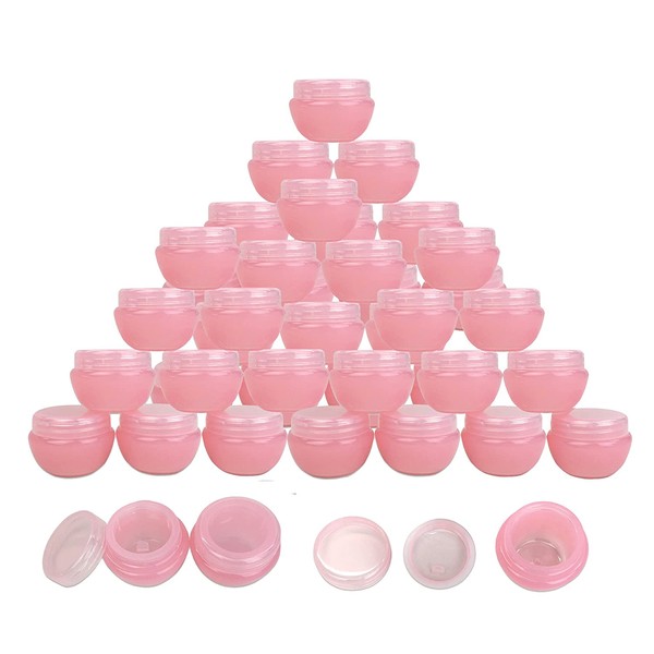 Beauticom 10G/10ML Frosted Container Jars with Inner Liner for Scrubs, Oils, Salves, Creams, Lotions, Makeup Cosmetics, Nail Accessories, Beauty Aids - BPA Free (36 Pieces, Pink)