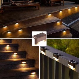 Solar Deck Lights Outdoor 8 Pack, Solar Step Lights Waterproof Led Solar Lights for Outdoor Stairs, Step, Fence, Yard, Patio, and Pathway(Warm White) (8)