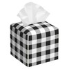 Tissue Box Cover Square, Black Grey White Buffalo Plaid Checkered