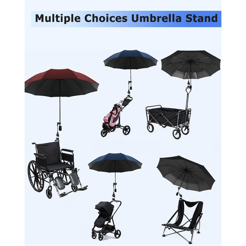 OATSBASF Umbrella Mount for Stroller, Adjustable Angle Golf Push Cart