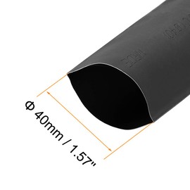 sourcing map Heat Shrink Tubing, 66mm Flat Width 2:1 rate Shrinkable Tube Cable Sleeve 2m - Black