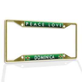 Fastasticdeals Metal Insert License Plate Frame Peace Love Dominica Weatherproof Car Accessories Gold 4 Holes Solid Insert