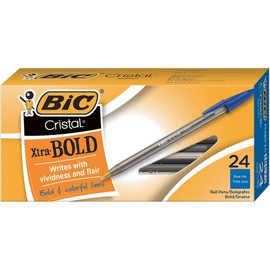 BIC MSBP241-Blu Cristal Xtra Bold Ball Pen, Bold Point (1.6 mm), Blue, 24-Count