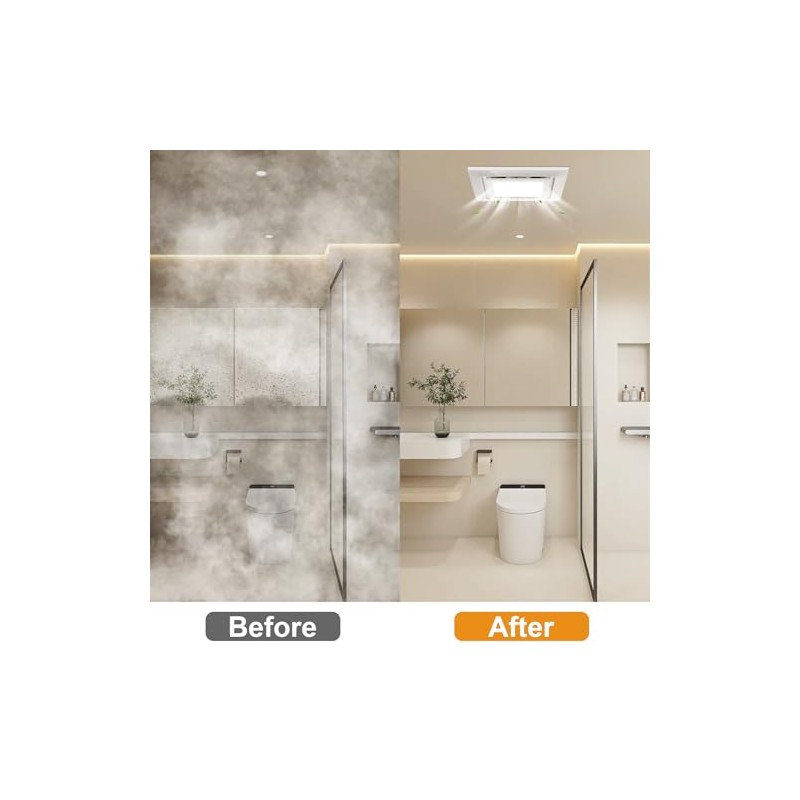 10" Ultra Quiet Bathroom Exhaust Fan with 6500K LED Light,