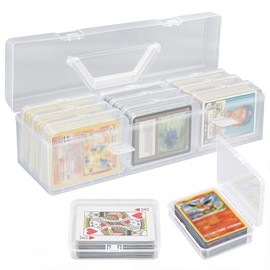 neotidy Trading Card Storage Box with 9 Individual Card Cases, Large Capacity Card Game Organizer for Top Loaders, MTG, Board Game & Playing Cards, Clear Plastic Card Storage Case with Insert Boxes
