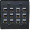 RiteAV Cat7 Wall Plate 12 Port - Flat 2 Gang [Black/Black]