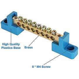 Wobekuy 8 Terminal Bus Bar Terminal Block 10 Pack Brass Wire Screw Terminal for Car Boat Marine Ground Power Distribution