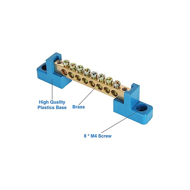 Wobekuy 8 Terminal Bus Bar Terminal Block 10 Pack Brass