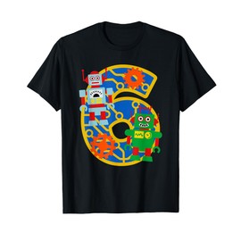 6th Birthday Boy 6 Year Old Little Robot Robotics Engineer T-Shirt