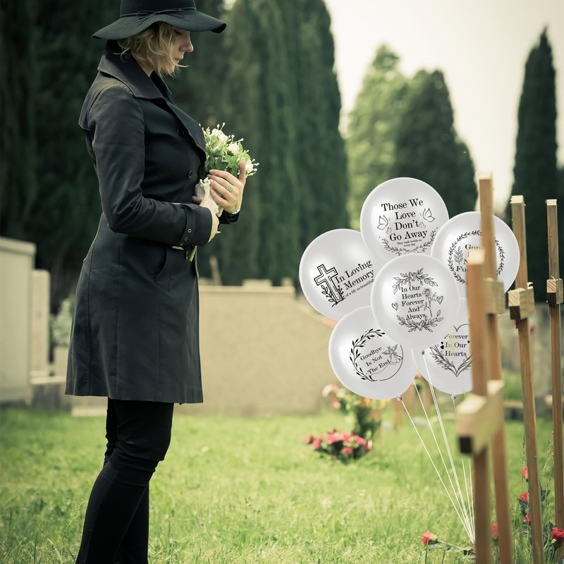 60 Pcs Memorial Balloons White Funeral Remembrance Release Balloons in