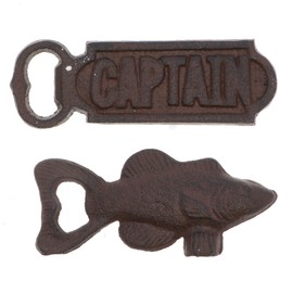Nautical Rustic Cast Iron Bottle Opener Ornament - Set of 2