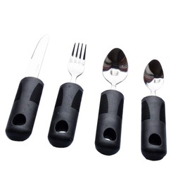 4pcs Easy Grip Cutlery Set. Extra Wide Handles, Ideal Dining aid for The Disabled, Elderly and sufferers of Arthritis, weakened Grip, Tremors or Parkinson's Disease