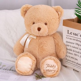 HUGZ Teddy Bear Plush toy, Stuffed Teddy Bear Animal, Cuddly soft toys, Fluffy Bear Brown, 25cm small cute easy-to-carry toy for Kids Baby Lovely Girlfriend Gifts for Valentine,Birthday Christmas!