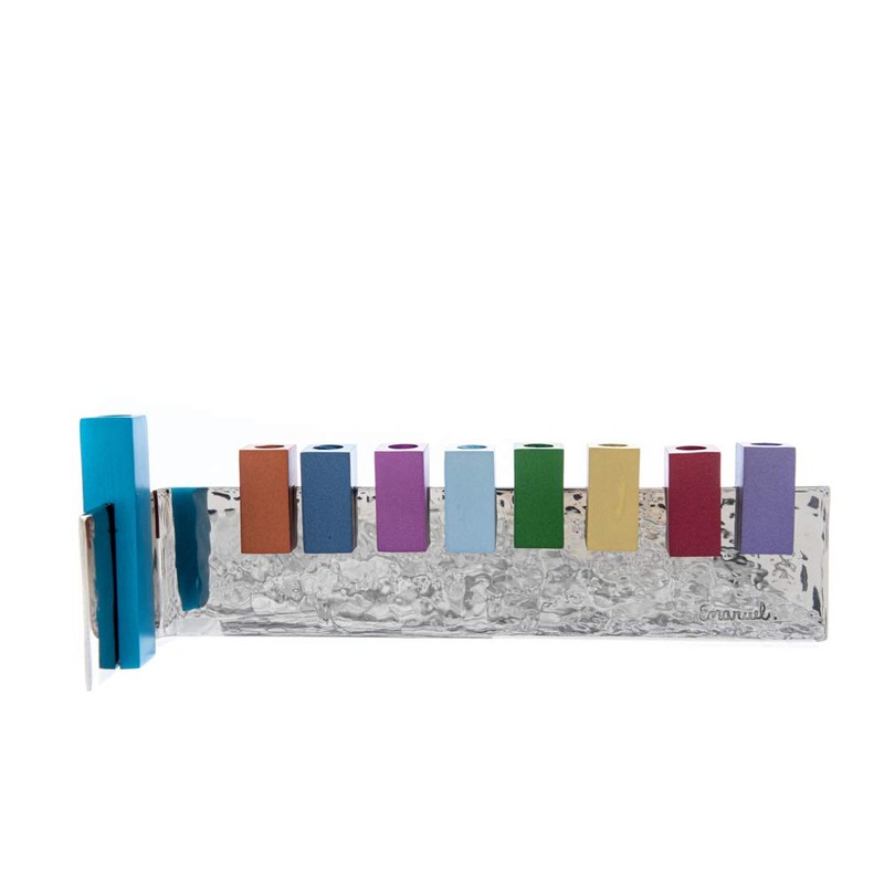 Yair Emanuel Menorah - Base de aluminio anodizado martillado con